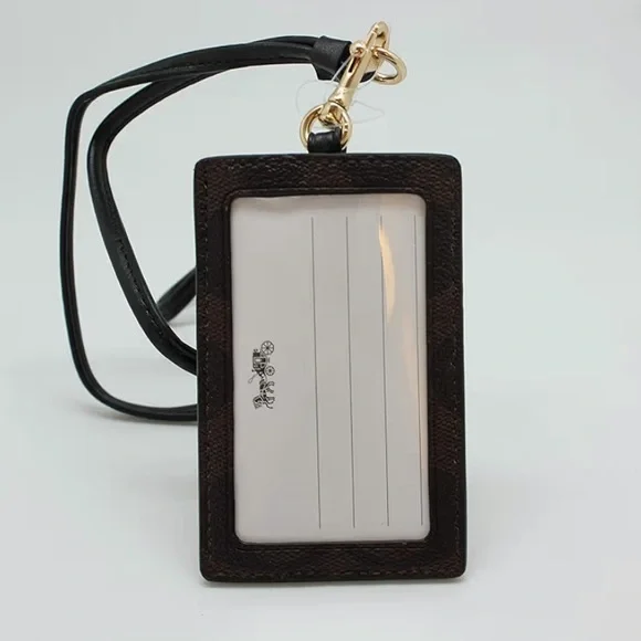 🆕 Coach Signature PVC Lanyard ID Badge Card Holder (Brown/Black) - Picture 7 of 8